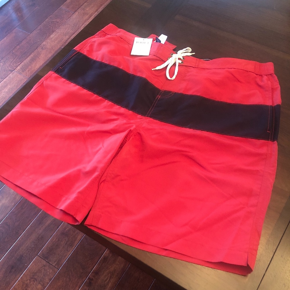 Lands’ End Men’s XL Bathing Suit  red and navy